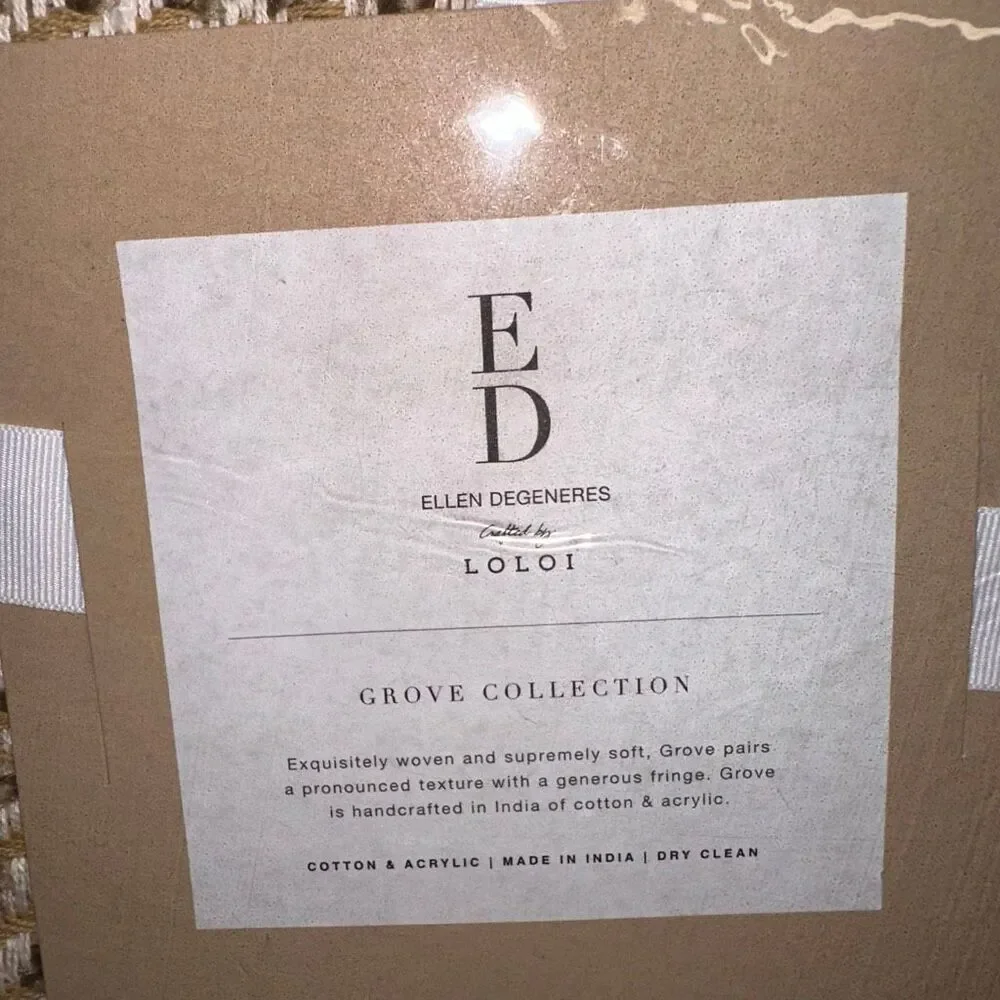 Loloi X Ed Ellen Degeneres $109 woven throw blanket CAMEL 50x60 NWT